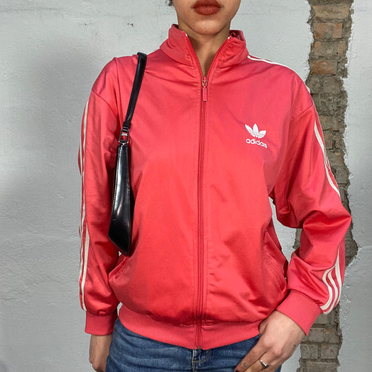 Vintage 2000's Adidas Coral Red Zip Up Sweater (M/L)