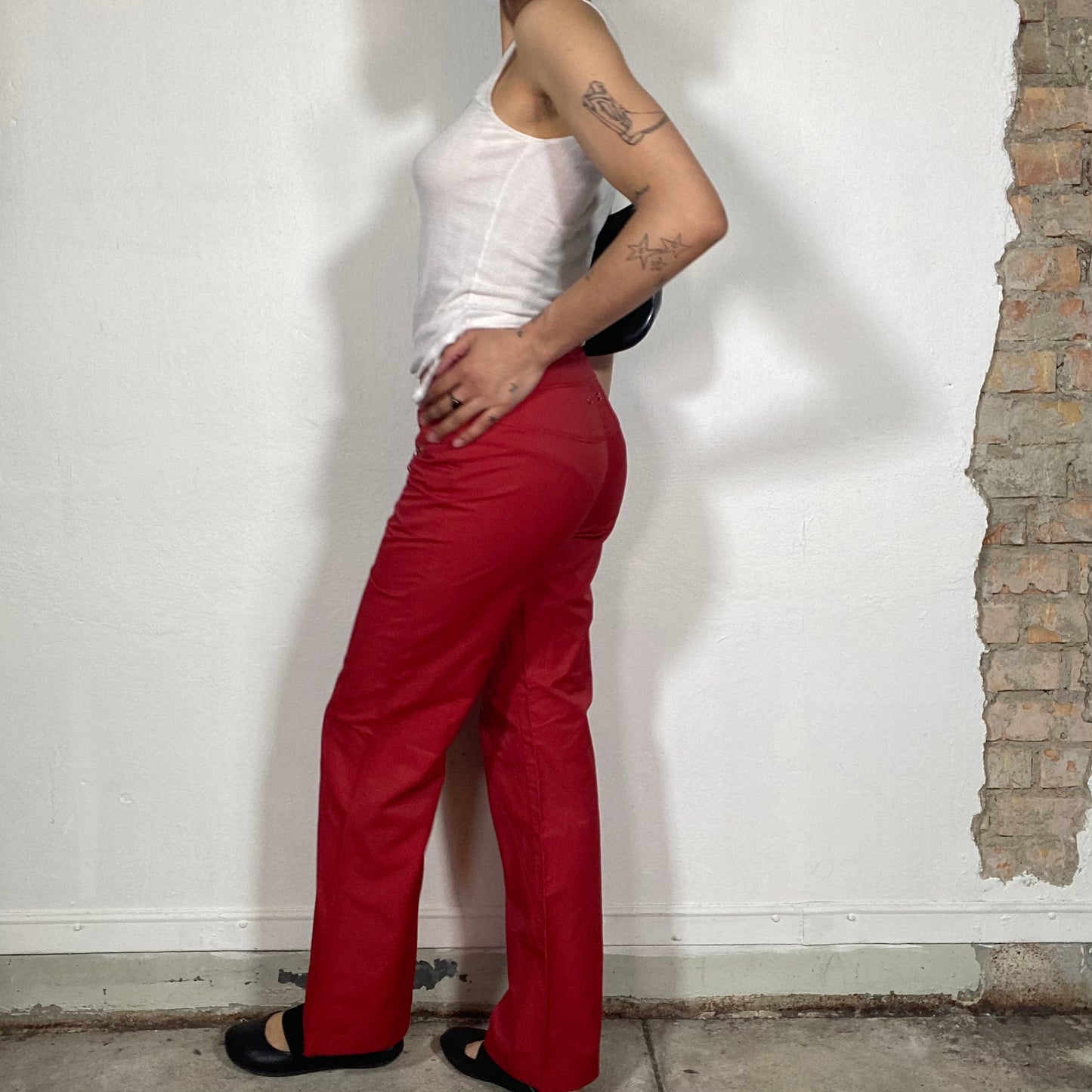 Vintage 90's Rachel Green Red Straight Leg Pants with Zipper Pockets (S)