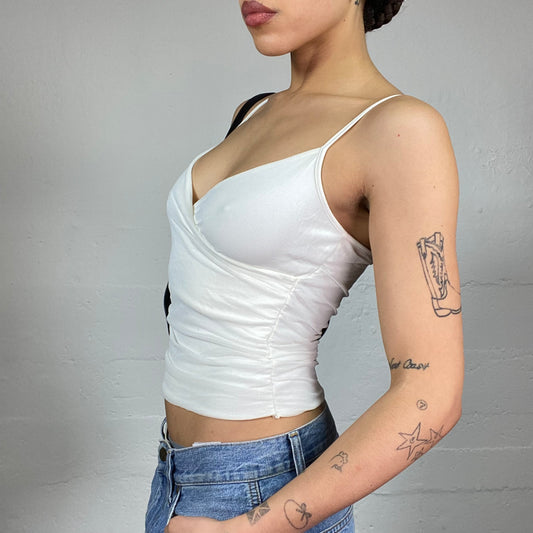 Vintage 2000's Downtown Girl White Wrapped Top (S)