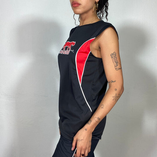 Vintage 90's Airness Sporty Girl Top with Red Panther Print (S/M)