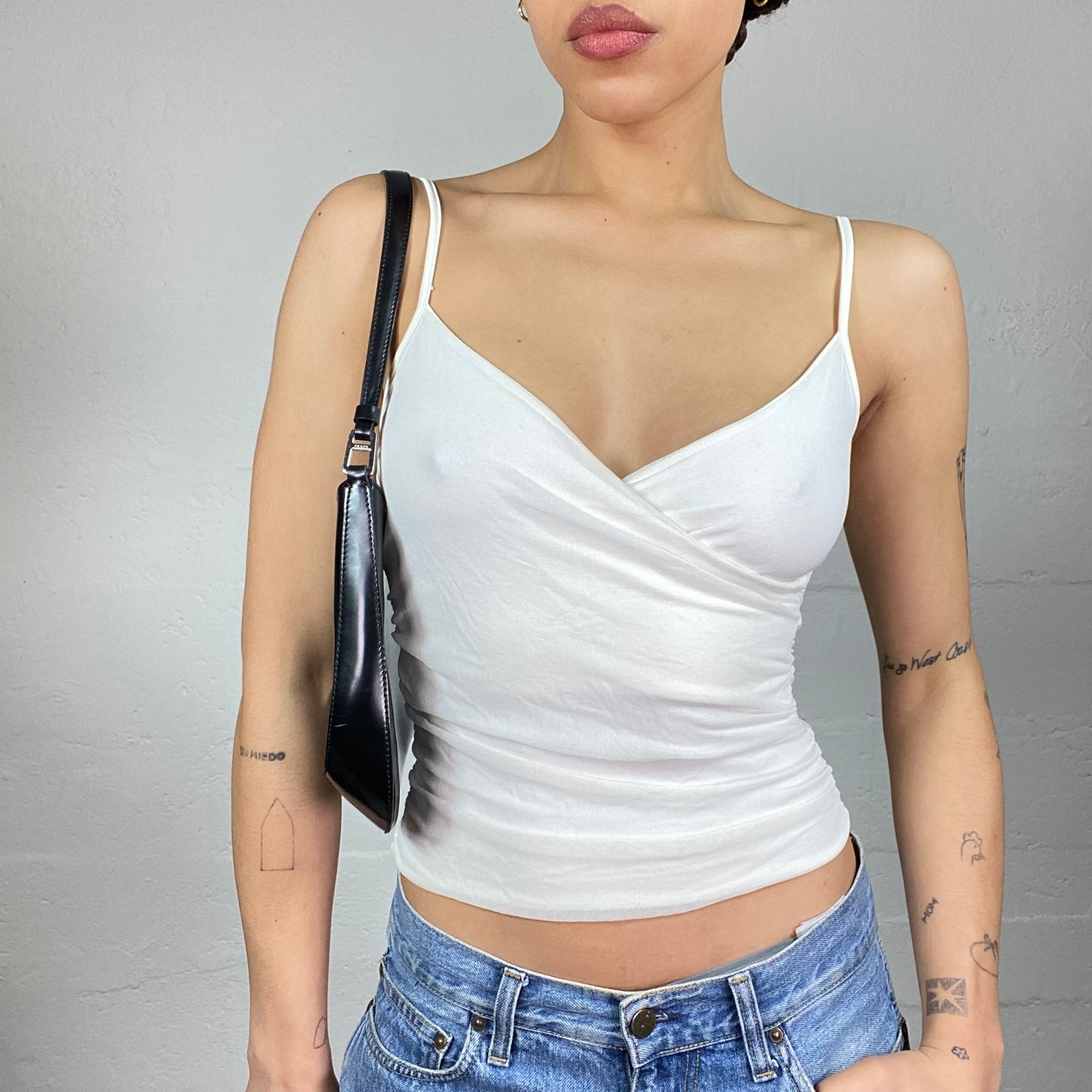 Vintage 2000's Downtown Girl White Wrapped Top (S)