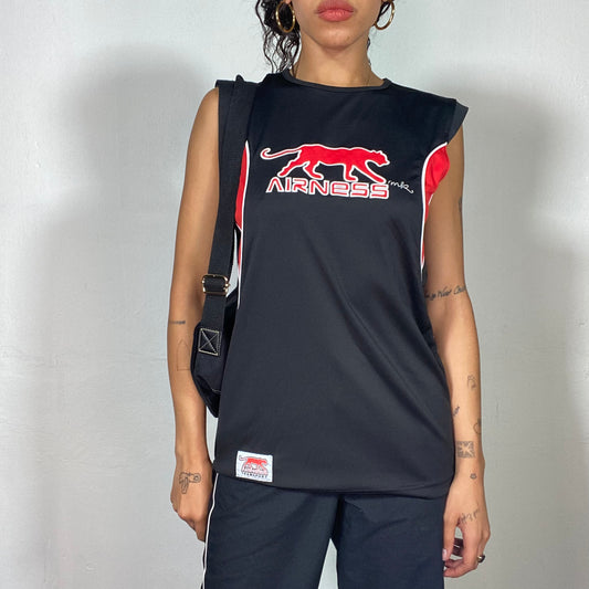 Vintage 90's Airness Sporty Girl Top with Red Panther Print (S/M)