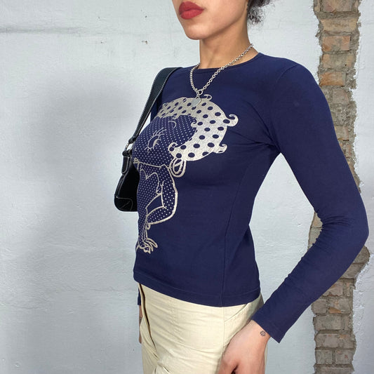 Vintage 2000's Betty Boop Navy Blue Longsleeve with Betty Print (S)