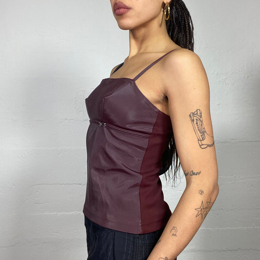 Vintage 90's Vampy Burgundy Belted Corset Top (S)