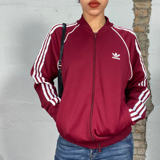 Vintage 2000's Adidas Dark Red Zip Up Sweater (M)