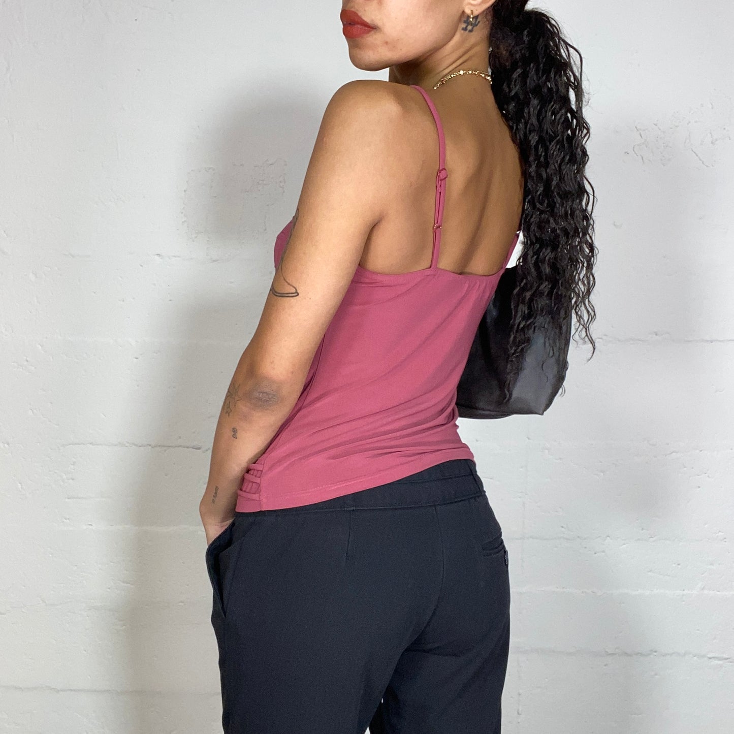Vintage 2000's Classic Washed Red Ruffle Cami Top (S/M)