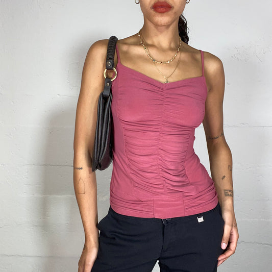 Vintage 2000's Classic Washed Red Ruffle Cami Top (S/M)