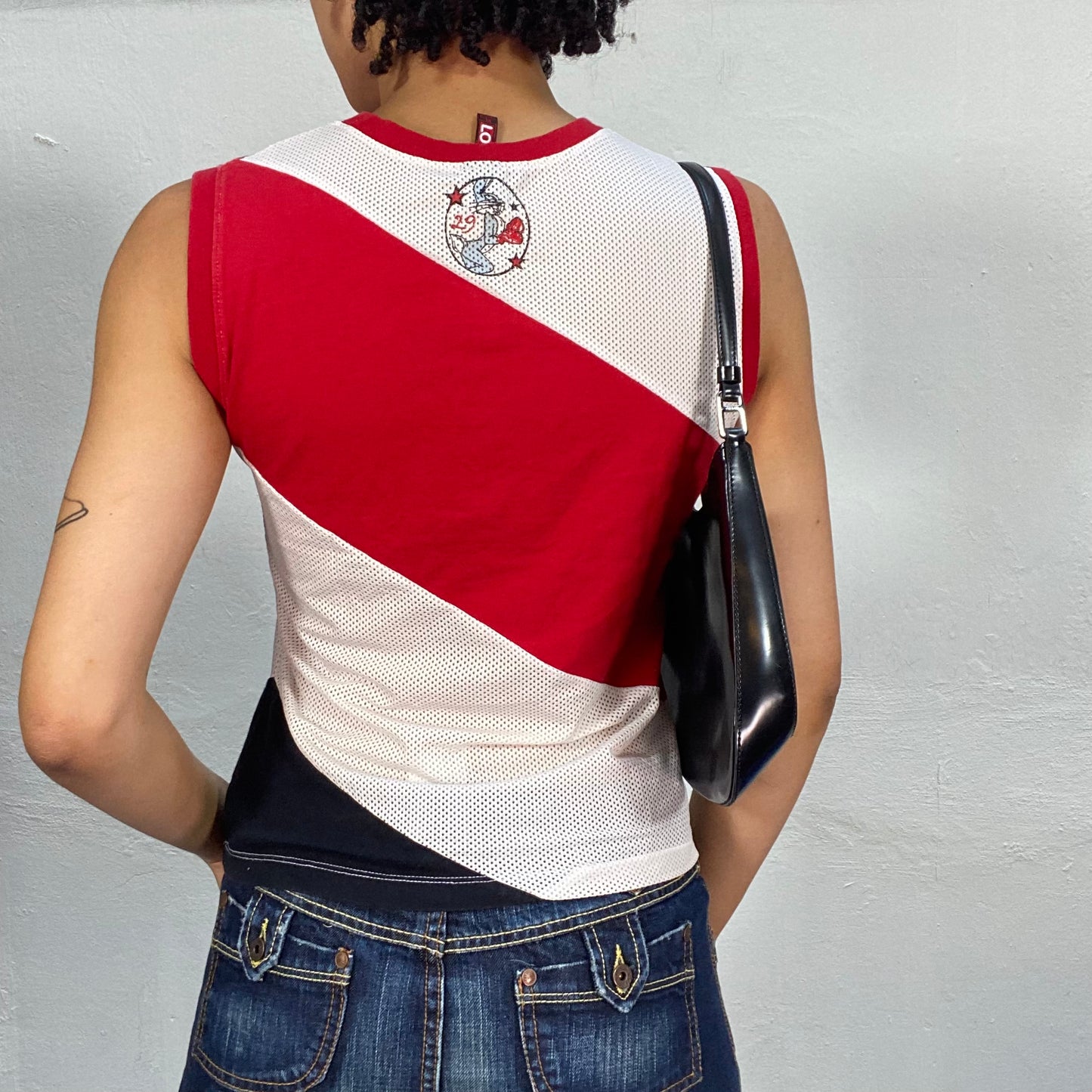 Vintage 2000's Sporty Red and White Mesh Box Bunny Tank Top (S)