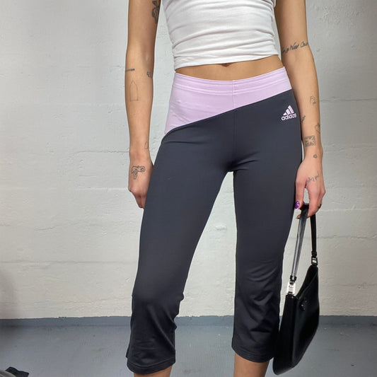 Vintage 2000's Adidas Sporty Black and Purple Capri Pants (S)