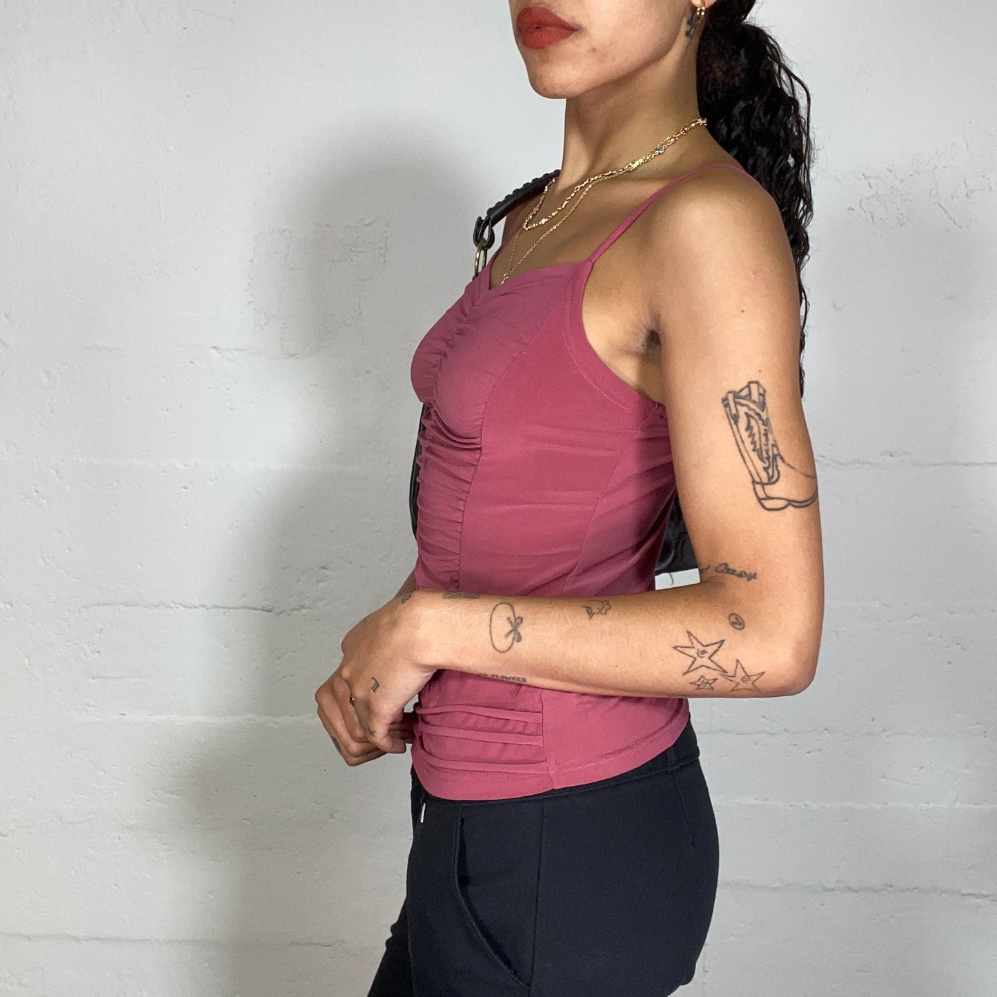 Vintage 2000's Classic Washed Red Ruffle Cami Top (S/M)