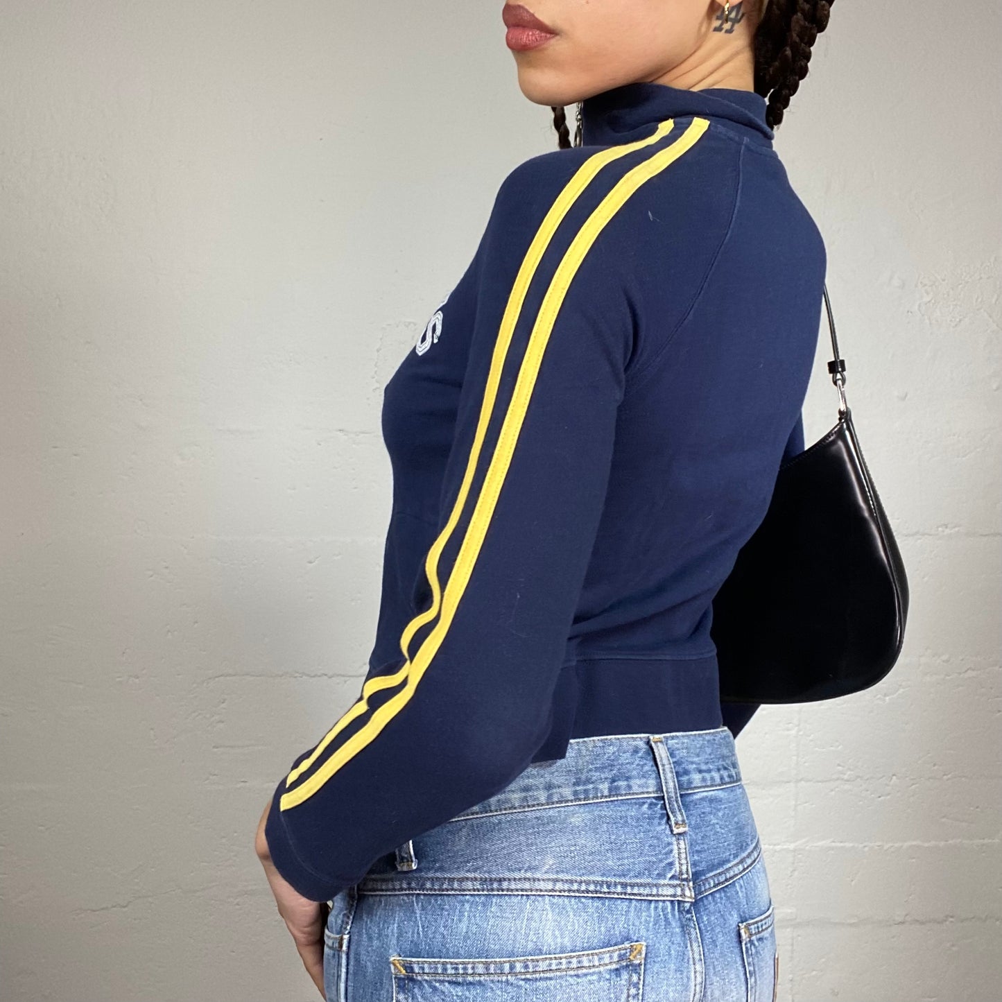 Vintage 2000's Pepe Jeans Blue Zip Up Jacket with Yellow Brand Print Detail (S)