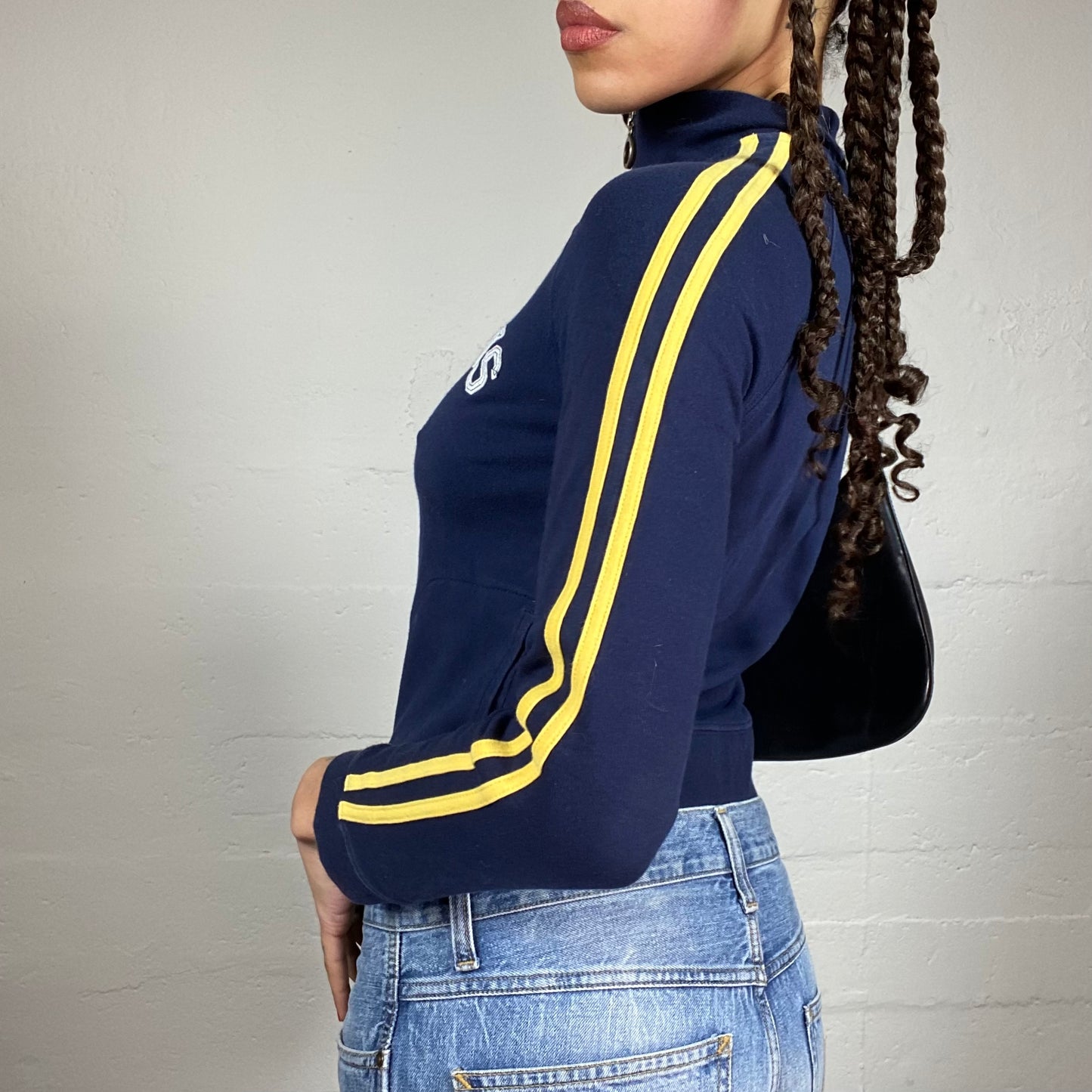 Vintage 2000's Pepe Jeans Blue Zip Up Jacket with Yellow Brand Print Detail (S)