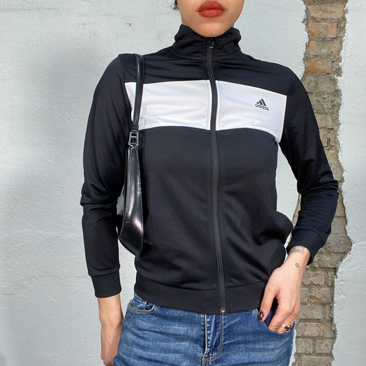 Vintage 2000's Adidas Black and White Zip Up Sweater (XS)