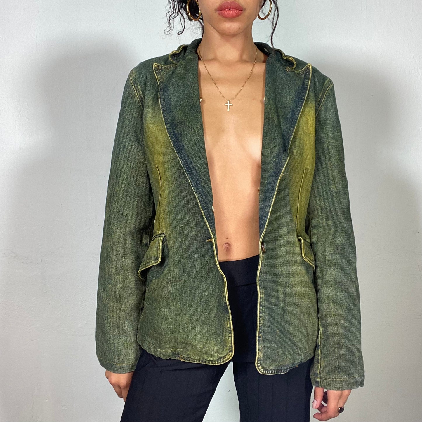 Vintage 90's "Buffy The Vampire Slayer" Inspired Grunge Ombré Denim Jacket (S/M)