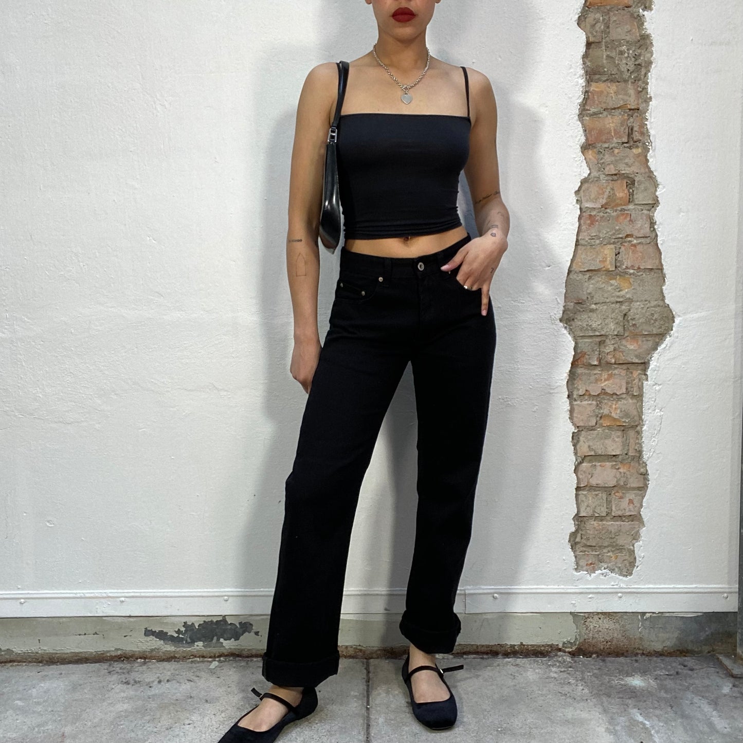 Vintage 90's Model Off Duty Black Straight Leg Jeans (S)