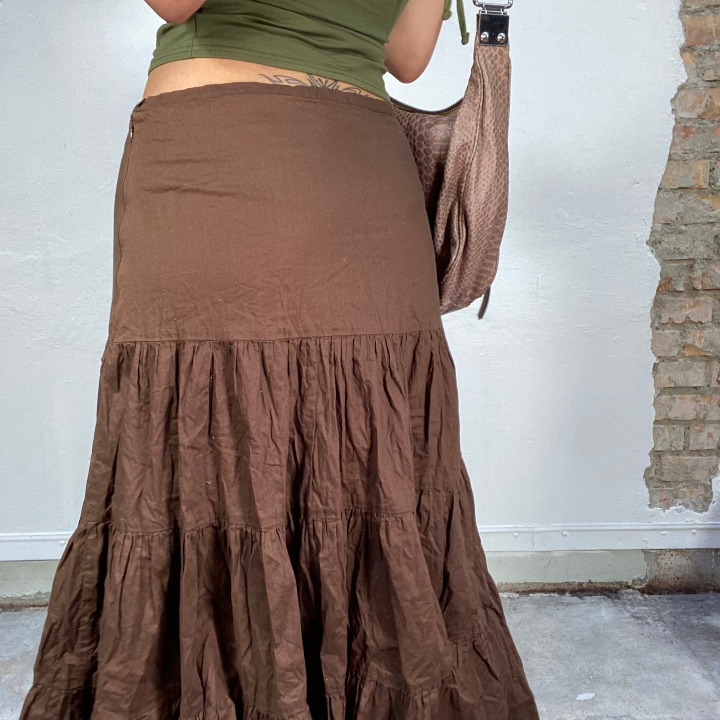 Vintage 90's Indie Brown A-Line Maxi Skirt (S/M)