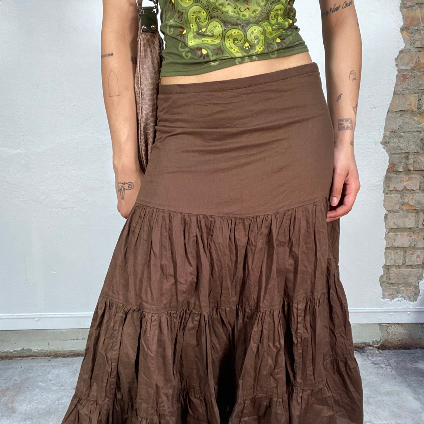 Vintage 90's Indie Brown A-Line Maxi Skirt (S/M)