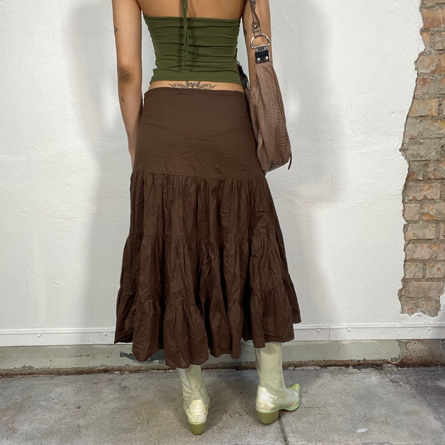 Vintage 90's Indie Brown A-Line Maxi Skirt (S/M)