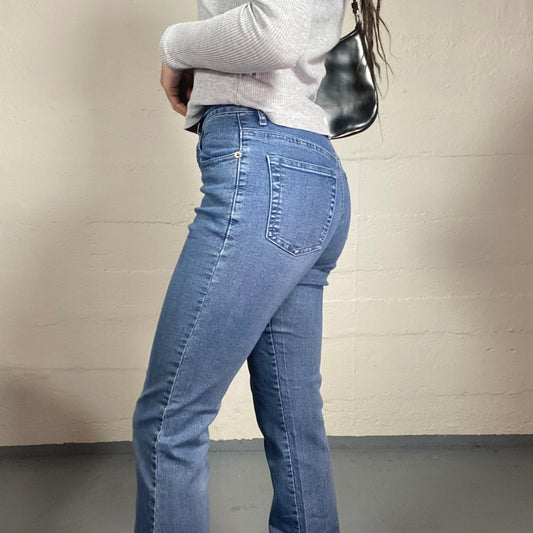 Vintage 90s College Girl Denim Skinny Flared Pants (S)