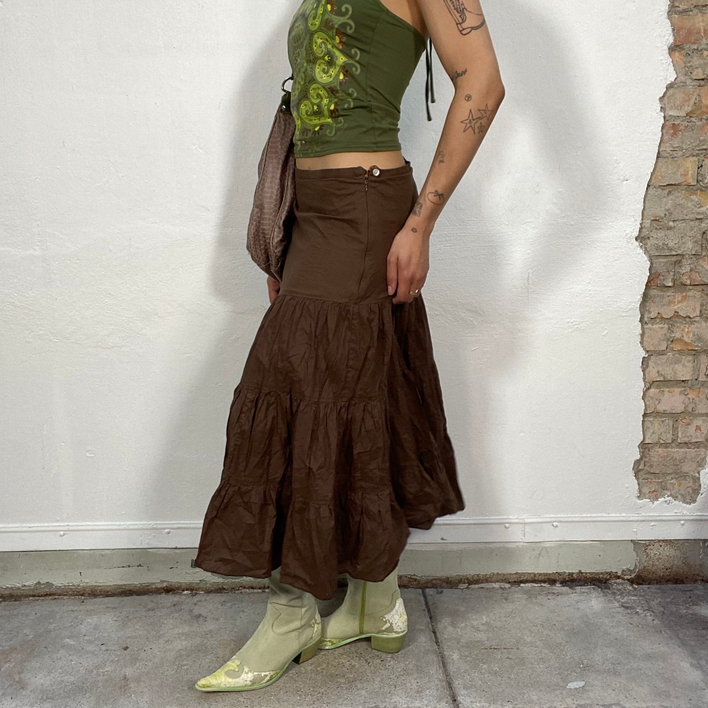 Vintage 90's Indie Brown A-Line Maxi Skirt (S/M)