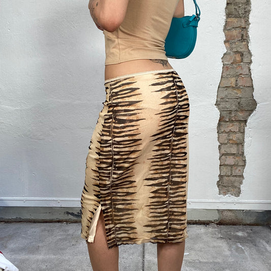 Vintage 2000's Grunge Tiger Print Midi Skirt (Matching Top) (S)