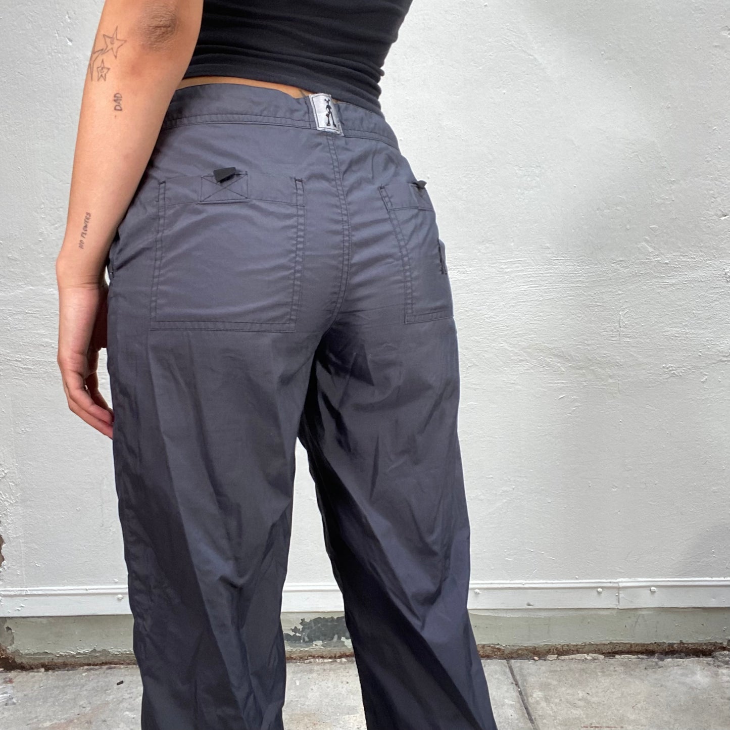 Vintage 90's Streetstyle Dark Grey Track Pants with Zipper Details (S)