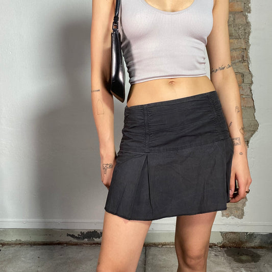 Vintage 2000's Grunge Black Mini Skirt with Scrunch Details (S)