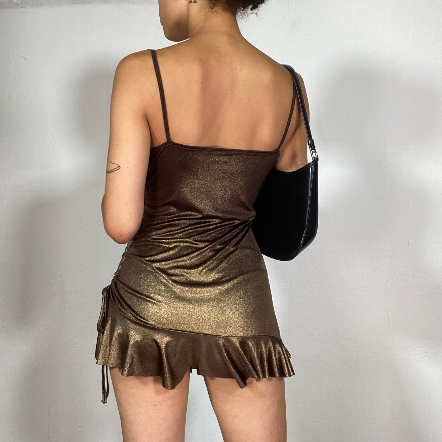 Vintage 2000's Funky Gold Glitter Mini Dress (S)