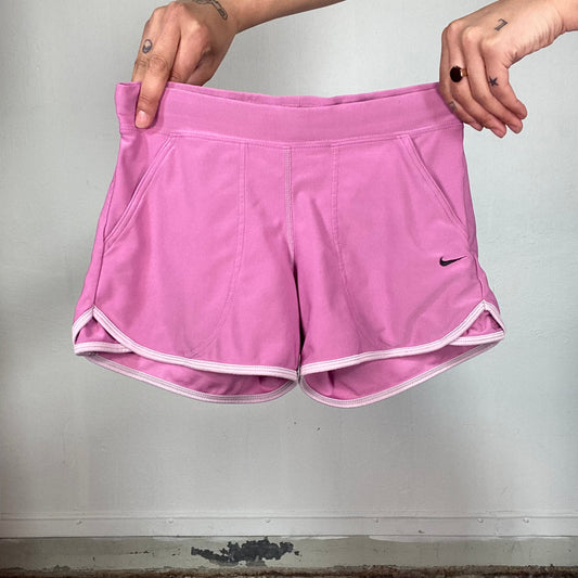 Vintage 2000's Nike Pink Sport Shorts with White Trim (XS/S)