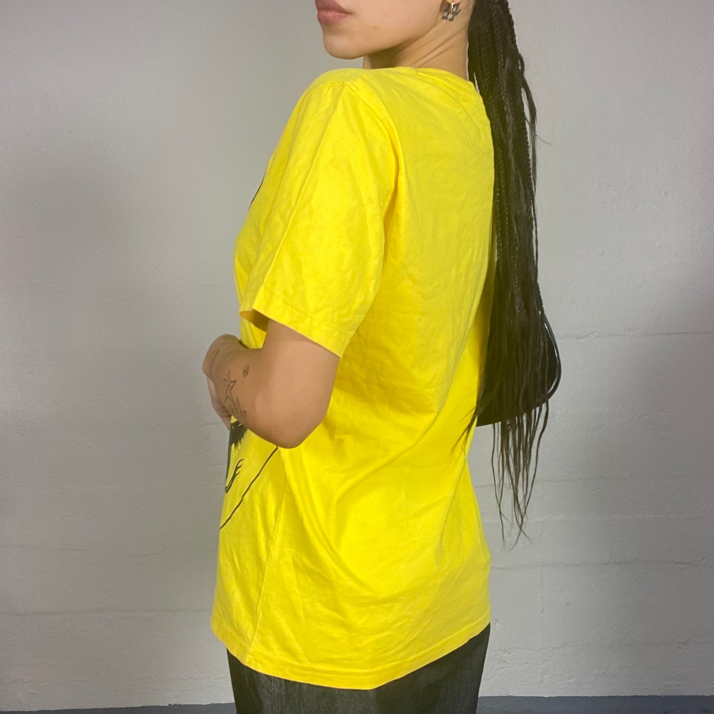 Vintage 2000's Puma Ferrari Sporty Yellow Oversized Tee with Brand Print (M)
