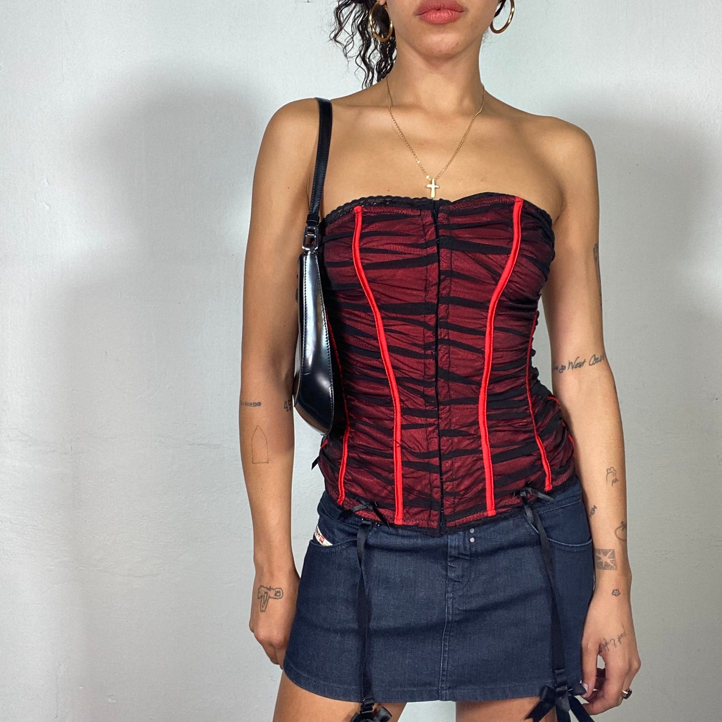 Vintage 90's Vampy Coquette Lingerie Garnet Backless Corset Top (S/M)