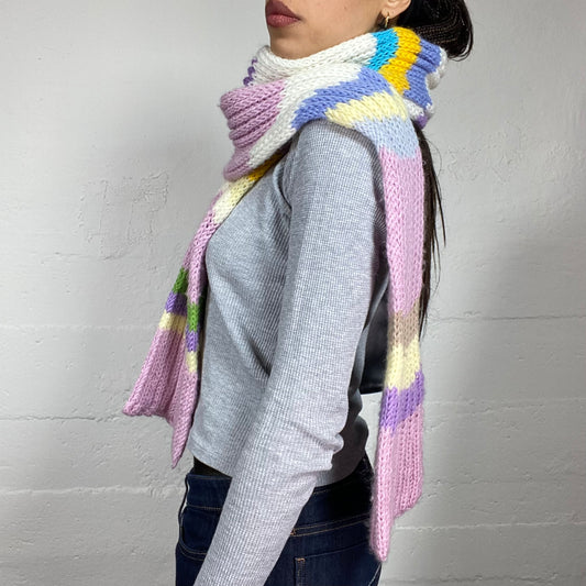 Vintage 90's Downtown Girl Pastel Colours Striped Scarf