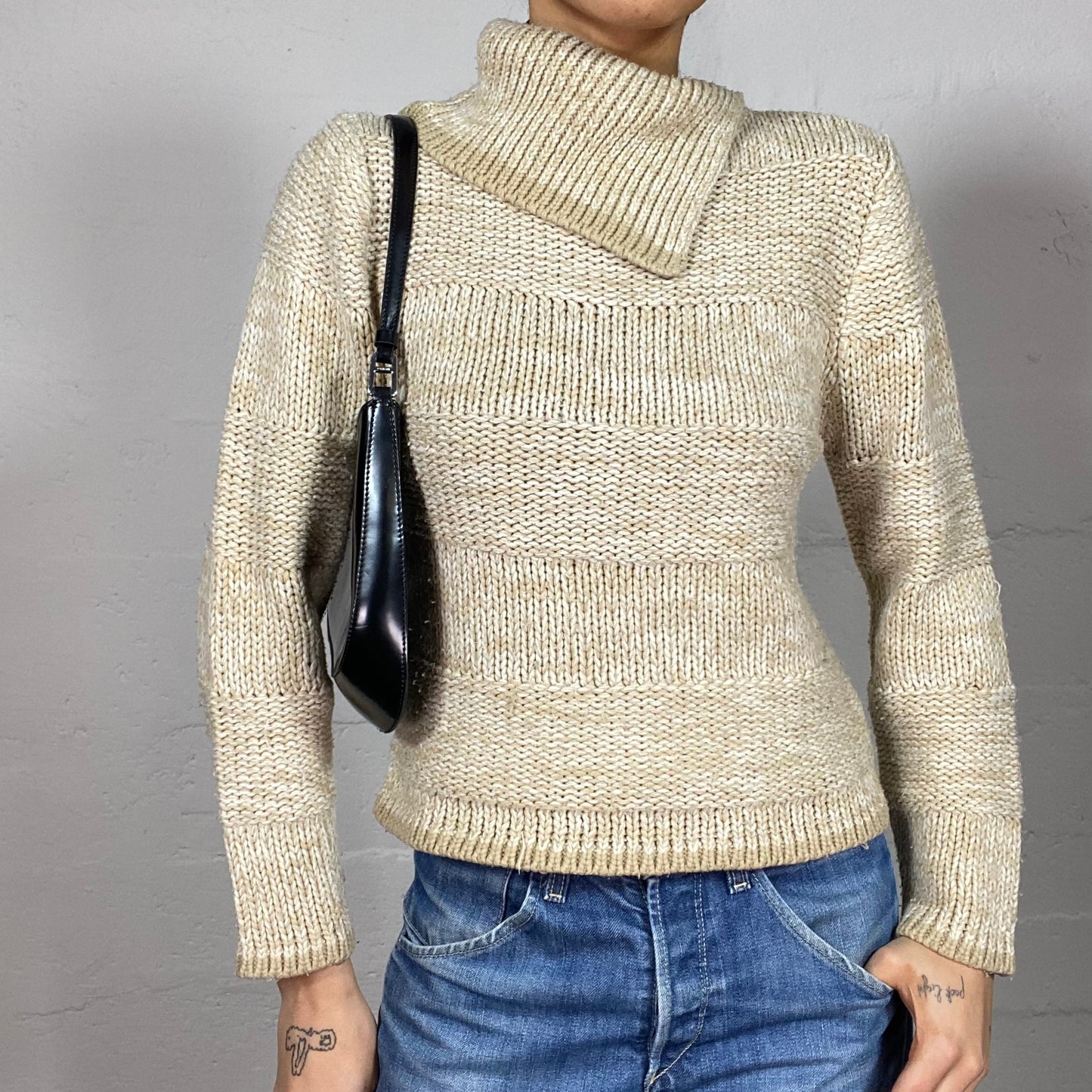 Vintage 90's Fairy Brown Asymmetric Turtleneck Sweater (S/M)