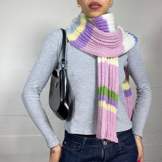 Vintage 90's Downtown Girl Pastel Colours Striped Scarf