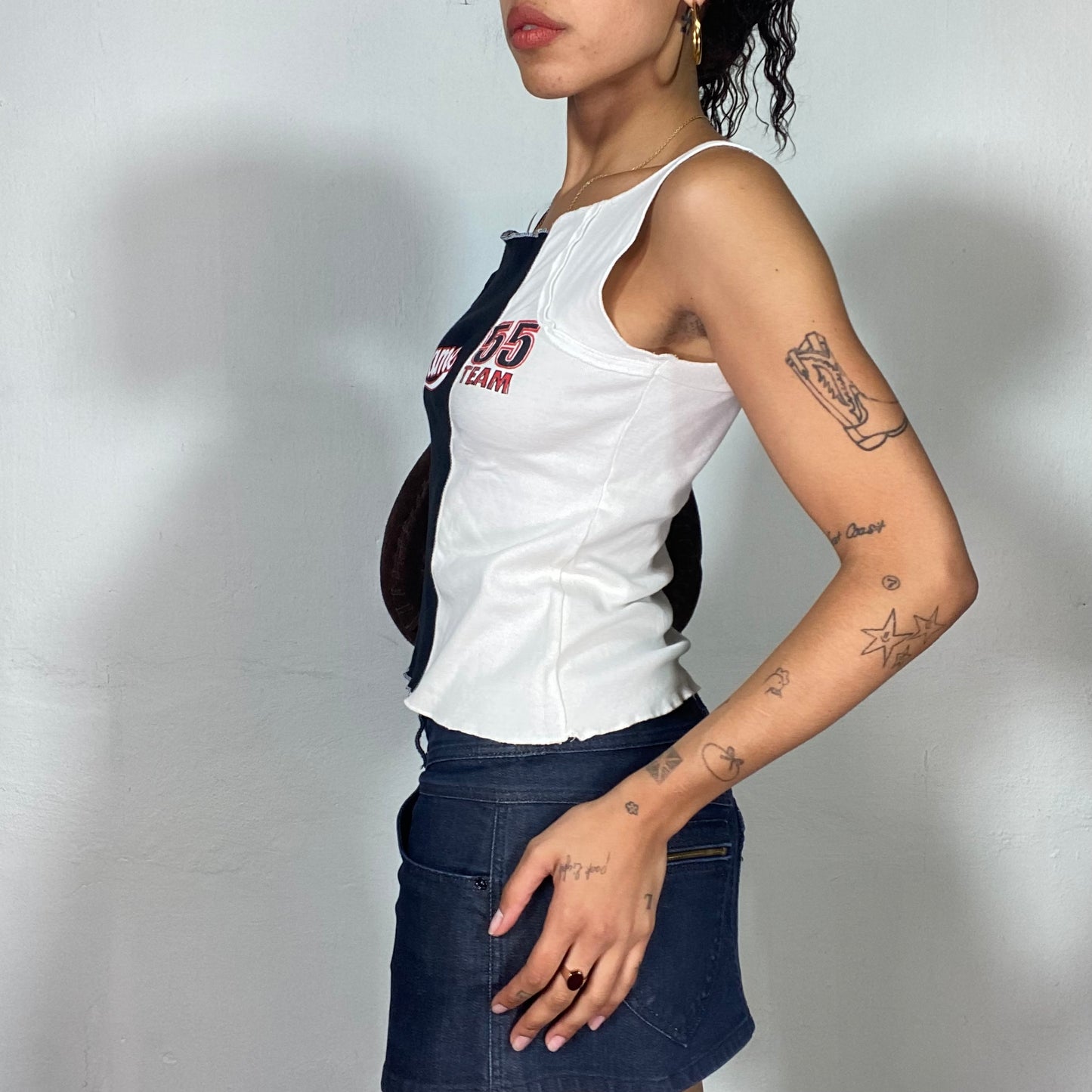 Vintage 2000's Sporty Black & White “Game 55 Team” Tank (S/M)