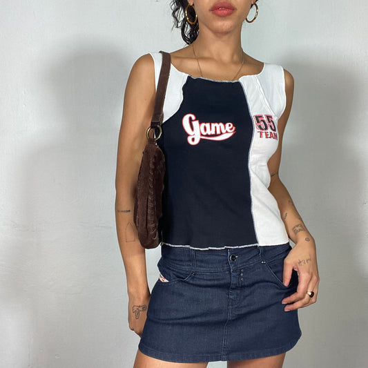 Vintage 2000's Sporty Black & White “Game 55 Team” Tank (S/M)