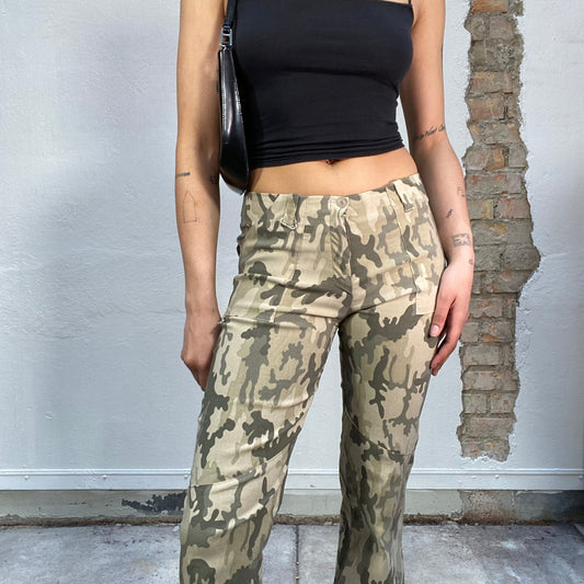 Vintage 90's Streetstyle Camo Print Flared Pants (S)