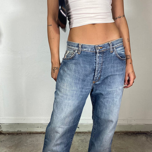 Vintage 2000's Streetwear Denim Relaxed Fit Jeans with Loose Straight Leg (M/L)