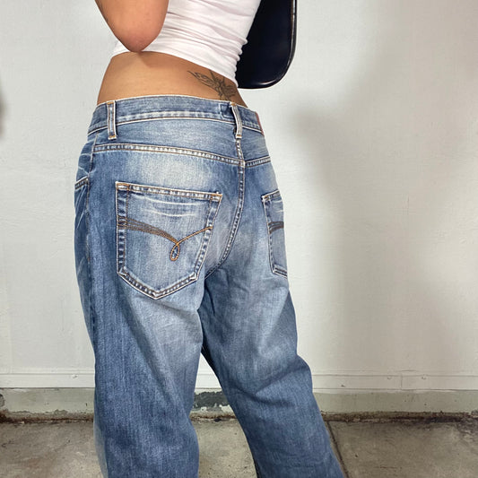 Vintage 2000's Streetwear Denim Relaxed Fit Jeans with Loose Straight Leg (M/L)