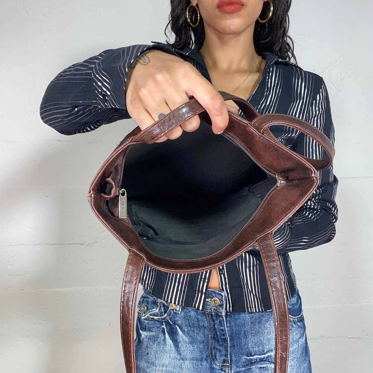 Vintage 2000's Archive Brown Leather Tote Bag