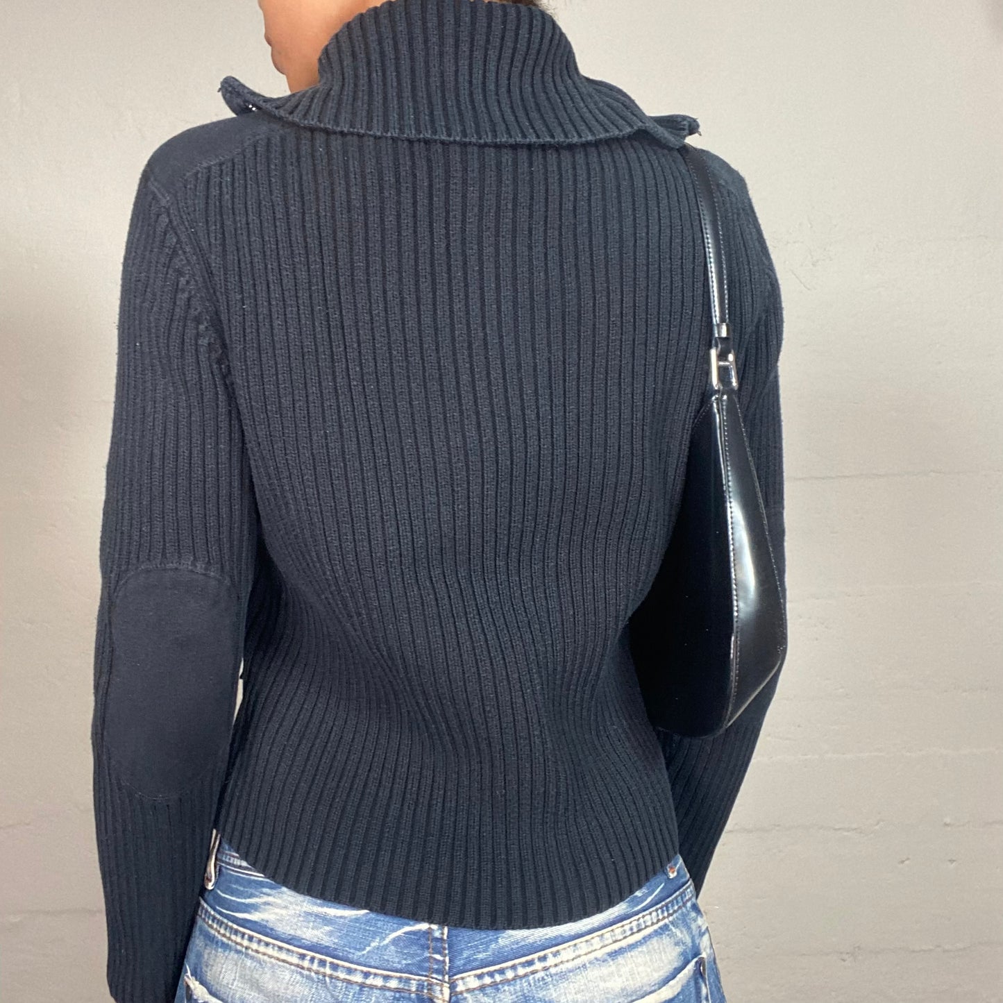 Vintage 90's Techwear Deep Grey Zip Up Sweater with Pockets Details (M)