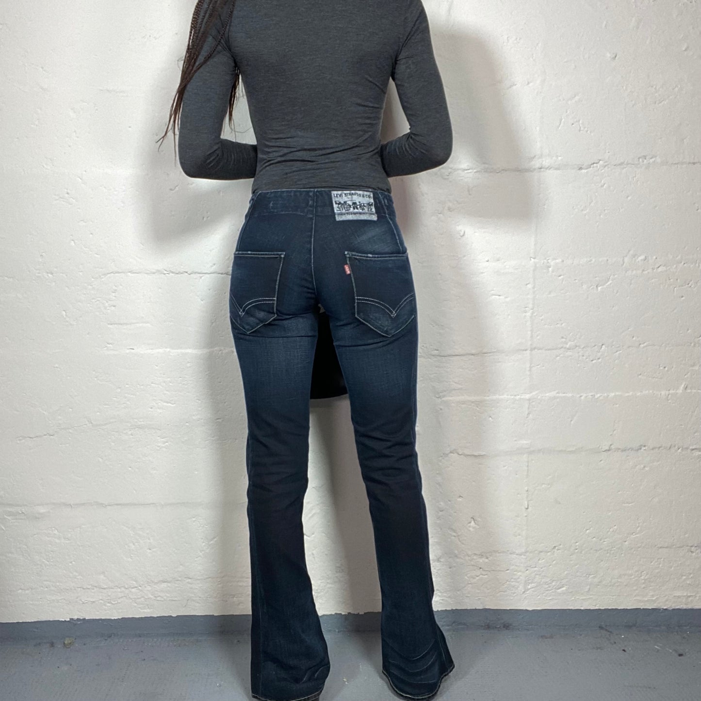 Vintage 2000's Levi's Downtown Girl Black Skinny Jeans with Flared Leg Detail (S)