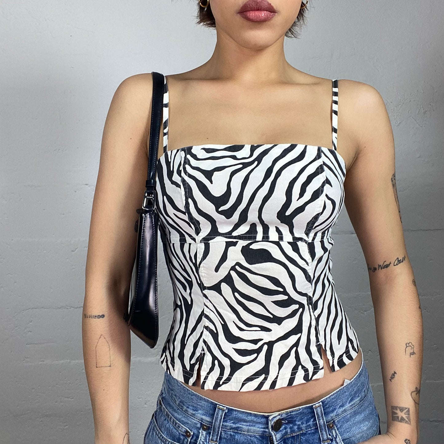 Vintage 2000's Scary Spice Corset Top with Black Zebra Print (S)