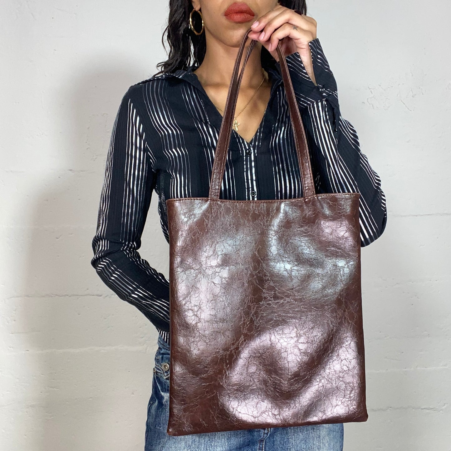 Vintage 2000's Archive Brown Leather Tote Bag