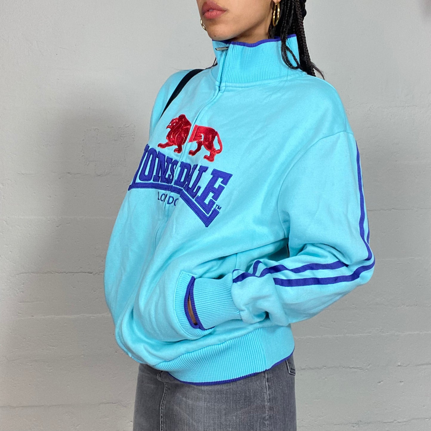 Vintage 2000's Lonsdale Sporty Blue Zip Up Oversized Jacket (L)