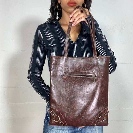 Vintage 2000's Archive Brown Leather Tote Bag