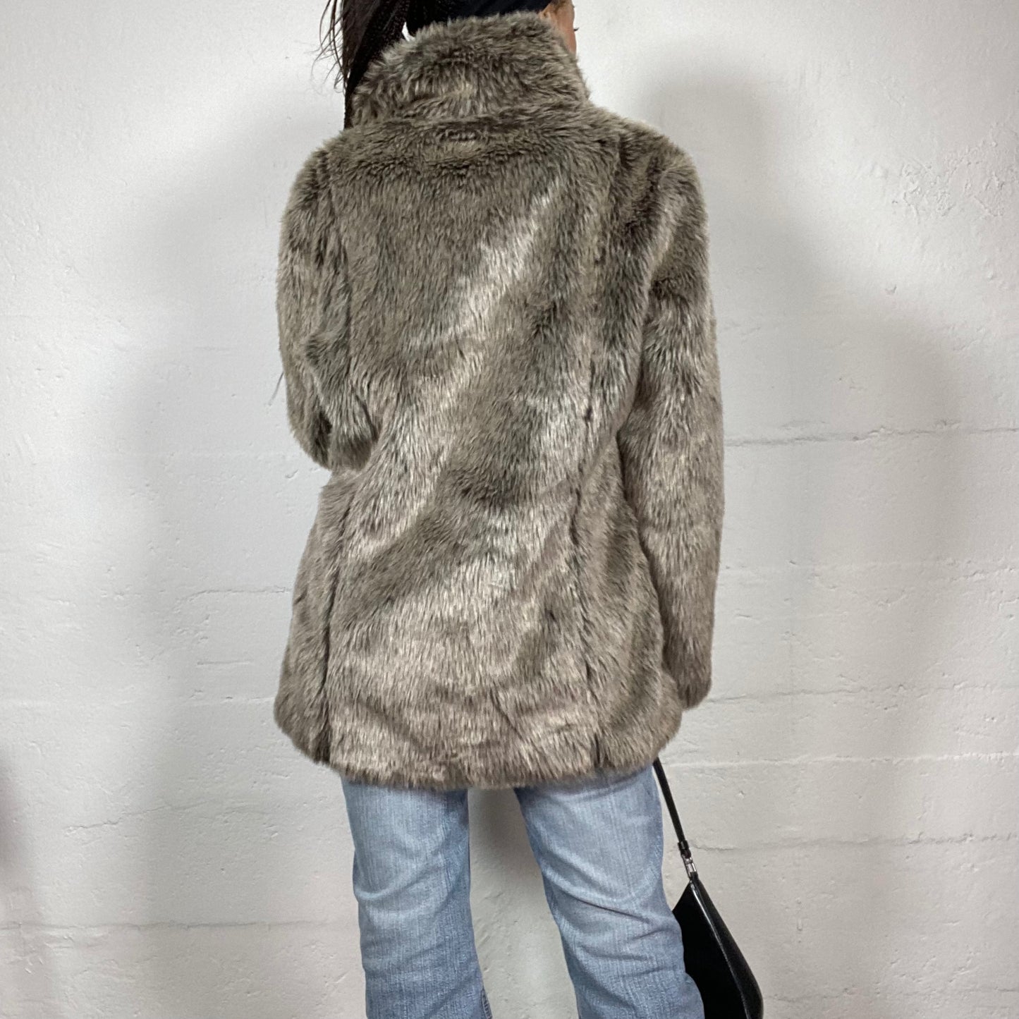 Vintage 2000's Indie Brown Fluffy Short Jacket (M)