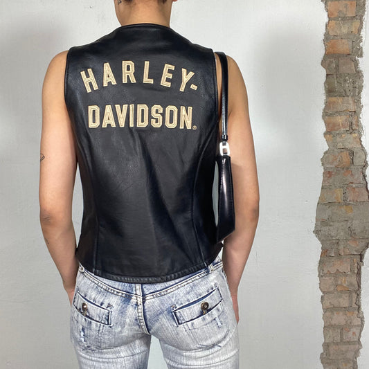 Vintage 90's Harley Davidson Black Motorcycle Leather Vest (M)