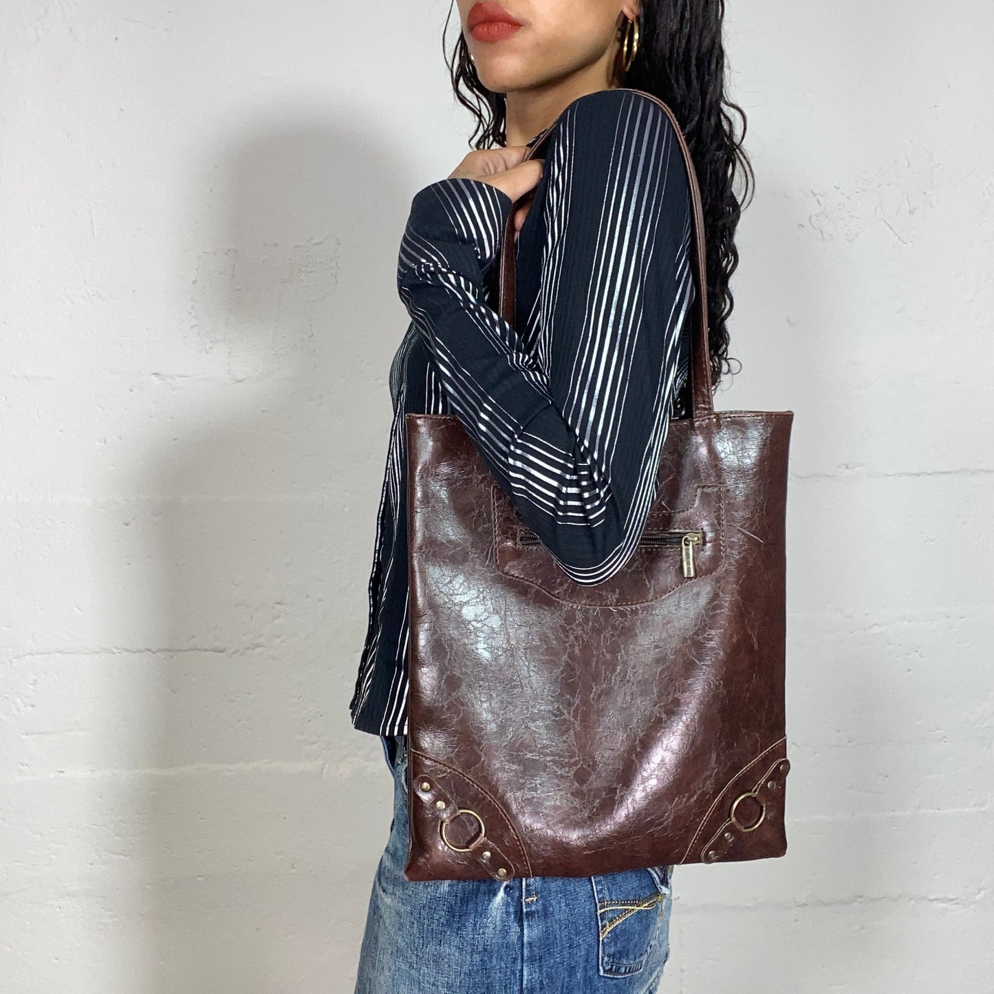 Vintage 2000's Archive Brown Leather Tote Bag