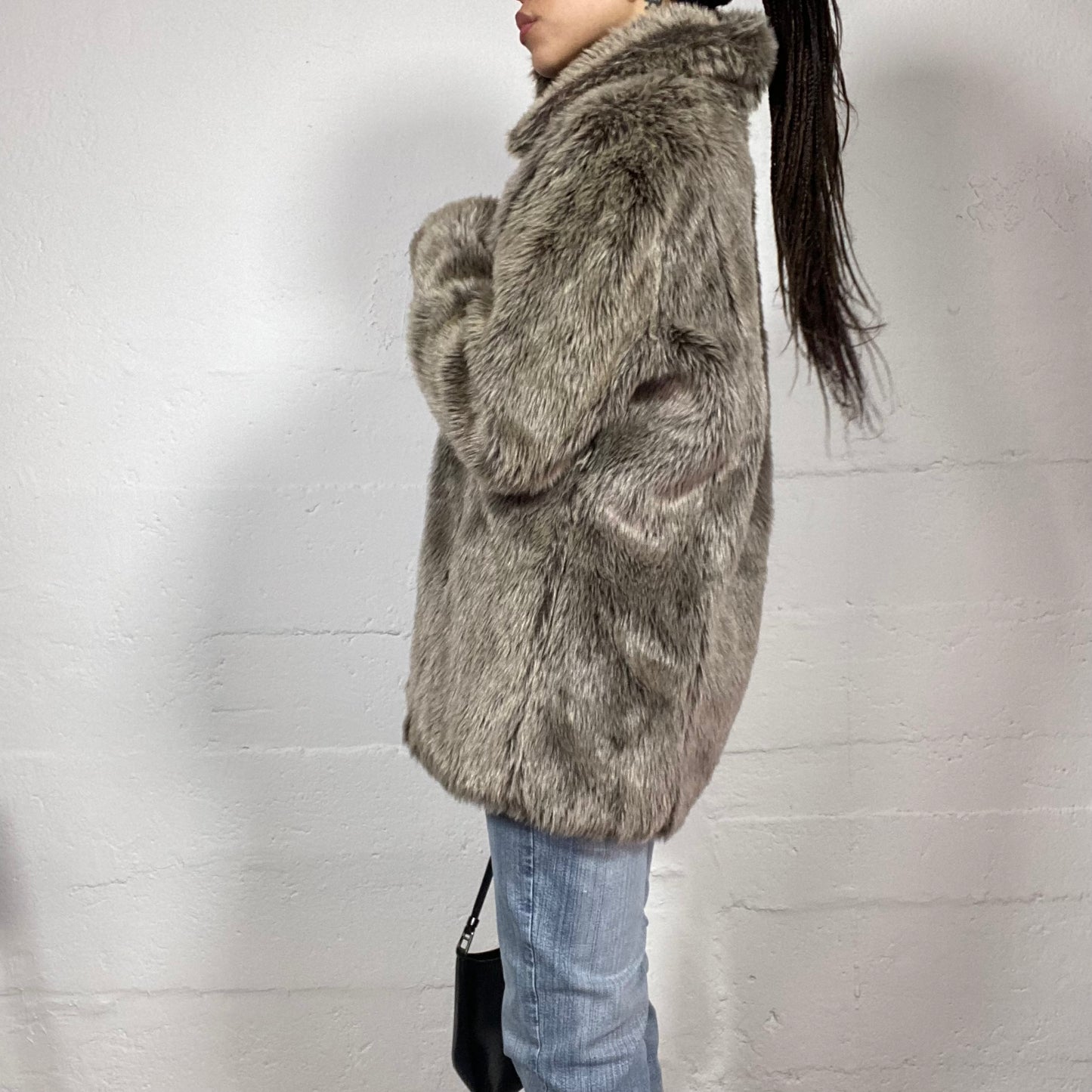 Vintage 2000's Indie Brown Fluffy Short Jacket (M)